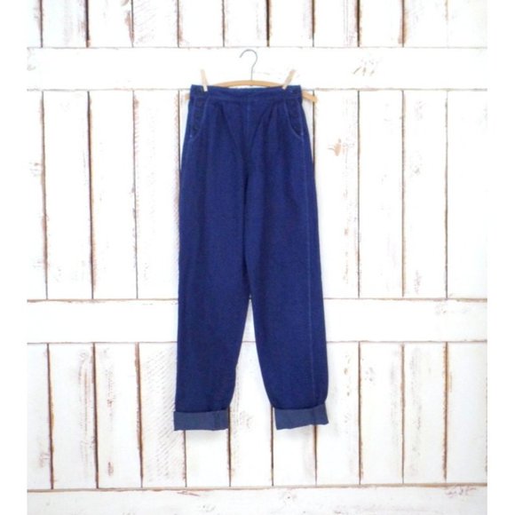 80s  vintage high waisted tapered leg dark blue denim vintage jeans - Picture 1 of 5